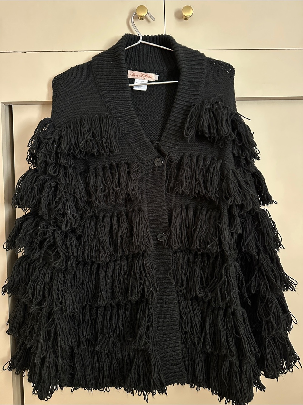 Mara Hoffman Black Fringe Knit Button Vest